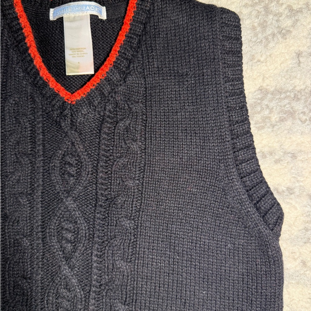 Janie and Jack Navy and Red Knit Sweater Vest | size 4 | EUC - Picture 4 of 5